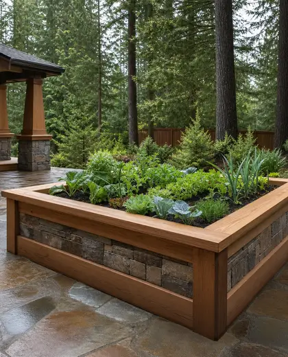 craftsman backyard — raised garden bed (forest)