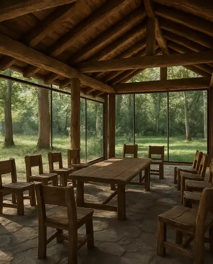 rustic yard — meeting room (forest)