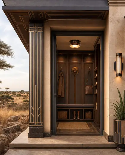 art deco facade — mud room (savanna)