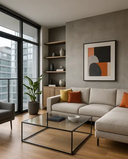 contemporary condo — living room (urban)