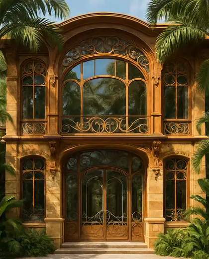 art nouveau facade — open office (tropical)
