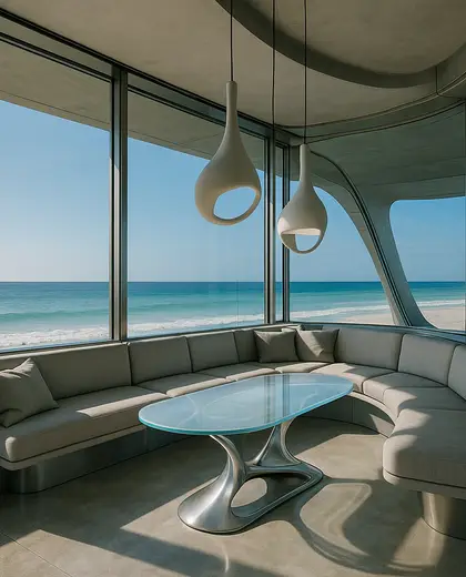futuristic home — breakfast nook (beach)