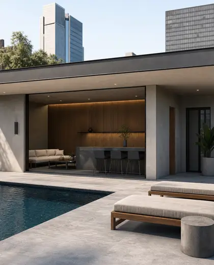 minimalist office space — pool house (urban)