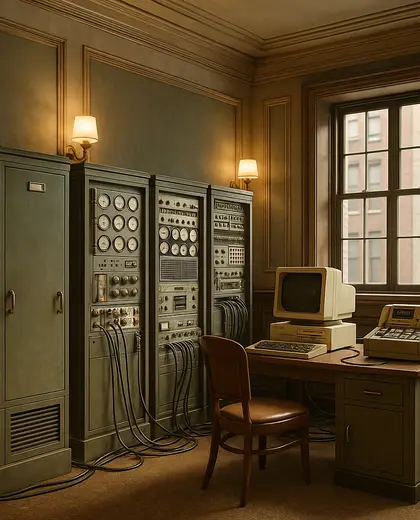 vintage hotel — server room (urban)