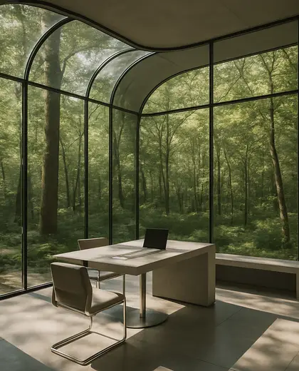 futuristic office space — sunroom (forest)