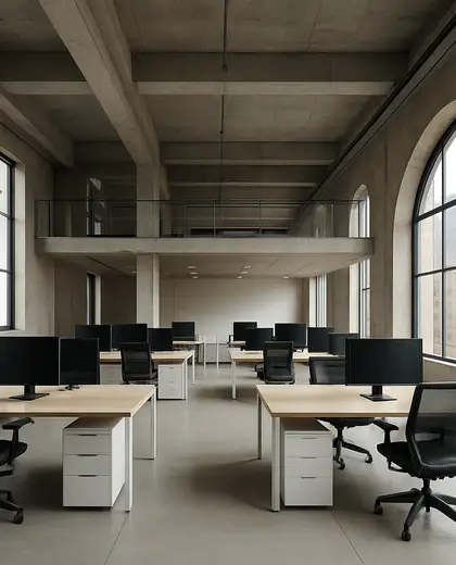 minimalist theater — open office (urban)