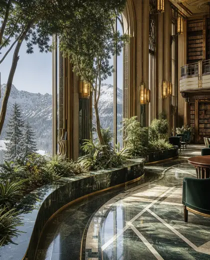 art deco indoor garden — library (alpine)