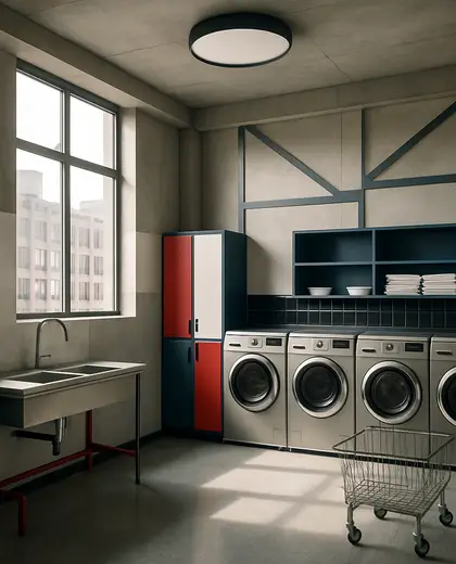 bauhaus hotel — laundry room (urban)