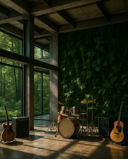 industrial vertical garden — music room (forest)