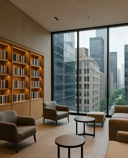 minimalist hotel — library (urban)