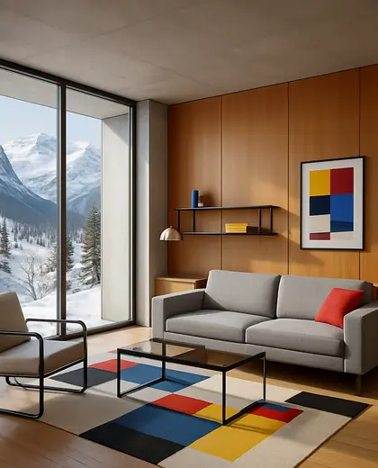 bauhaus condo — living room (alpine)