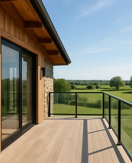 contemporary farmhouse — balcony (rural)