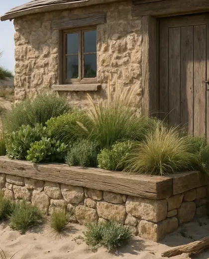 rustic facade — raised garden bed (coastal)