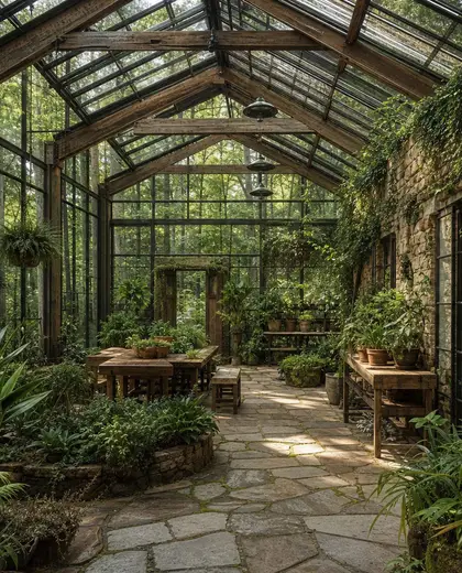 rustic greenhouse — atrium (forest)