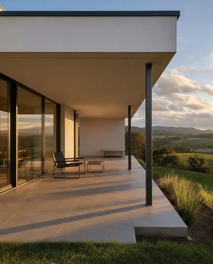 bauhaus house — patio (rural)