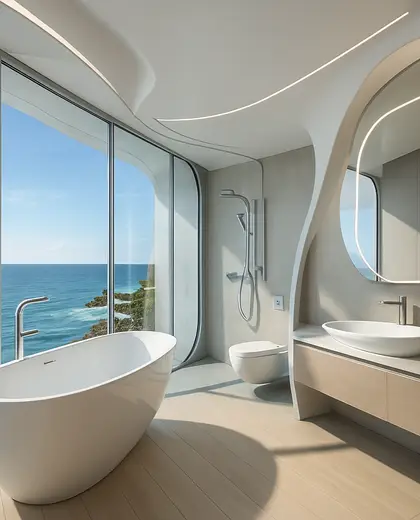 futuristic home — bathroom (coastal)