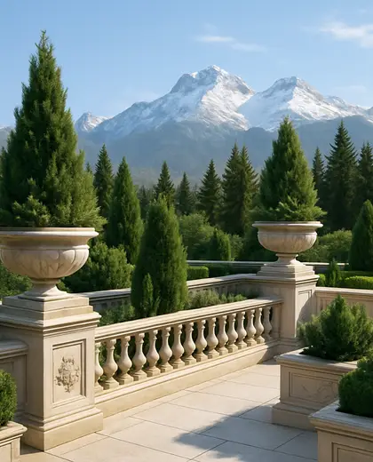 neoclassical rooftop garden — edging (alpine)