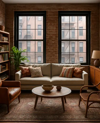 eclectic apartment — living room (urban)