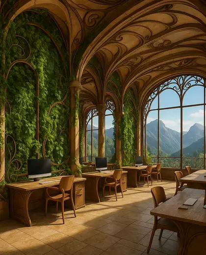art nouveau vertical garden — open office (mountain)