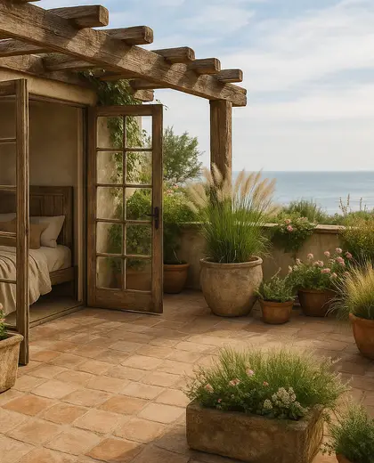 rustic rooftop garden — bedroom (coastal)
