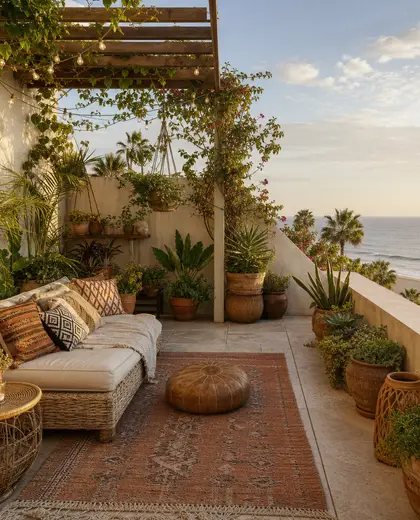 bohemian rooftop garden — balcony (beach)