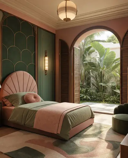 art deco backyard — childrens bedroom (tropical)