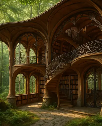 art nouveau home — library (forest)