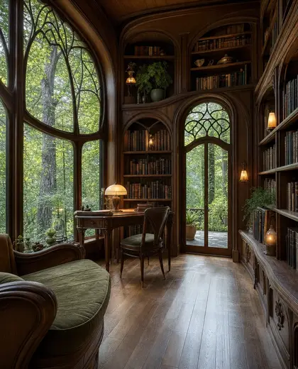 art nouveau home — library (forest)