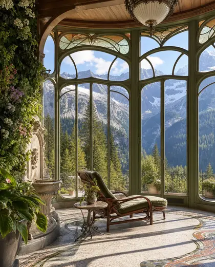 art nouveau vertical garden — sunroom (alpine)