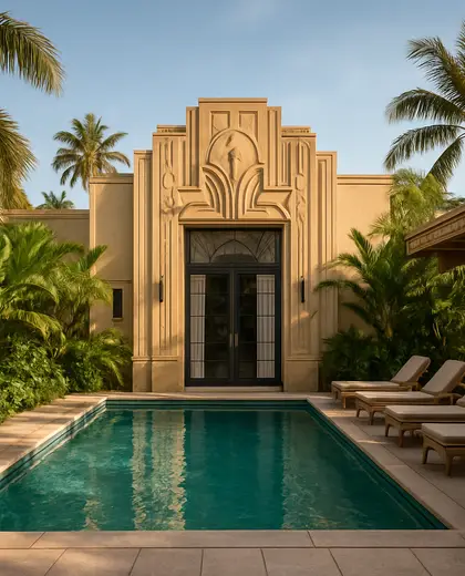 art deco rooftop garden — pool (tropical)