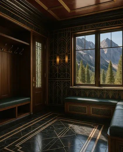 art deco backyard — mud room (mountain)