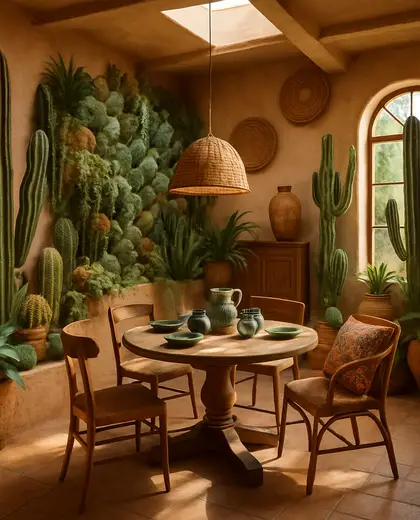 eclectic indoor garden — informal dining room (desert)