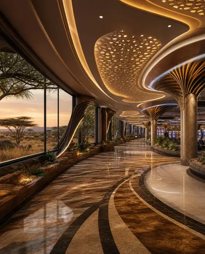 futuristic casino — hallway (savanna)