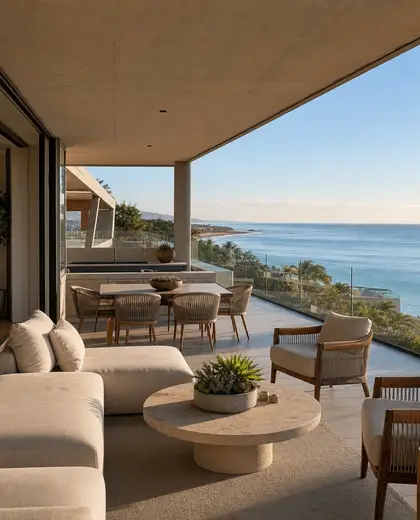 contemporary apartment — terrace (coastal)