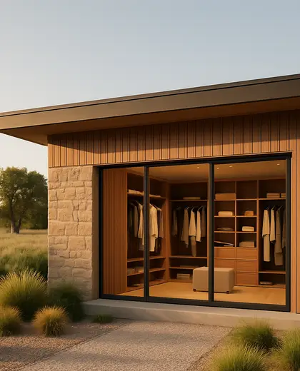 contemporary facade — dressing room (rural)