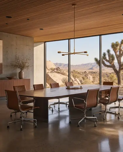 mid-century modern office space — conference hall (desert)