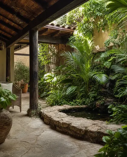 rustic indoor garden — patio (tropical)