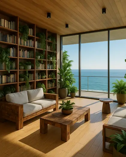 sustainable penthouse — library (ocean)