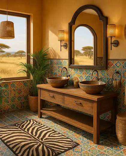 eclectic hotel — bathroom (savanna)