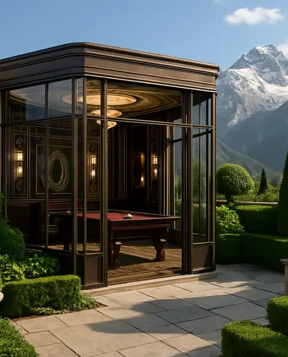 art deco rooftop garden — game room (alpine)