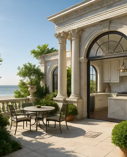 neoclassical rooftop garden — kitchen (beach)