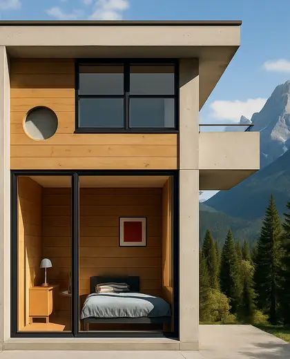 bauhaus facade — youth bedroom (alpine)