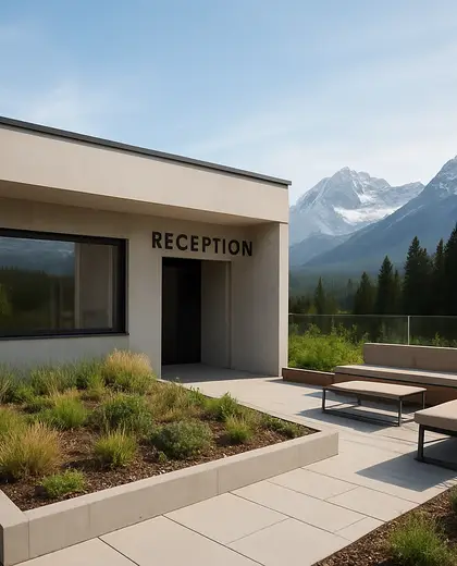 minimalist rooftop garden — reception (alpine)