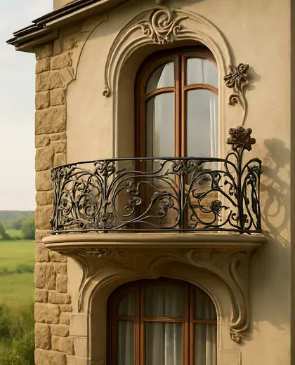 art nouveau facade — balcony (rural)