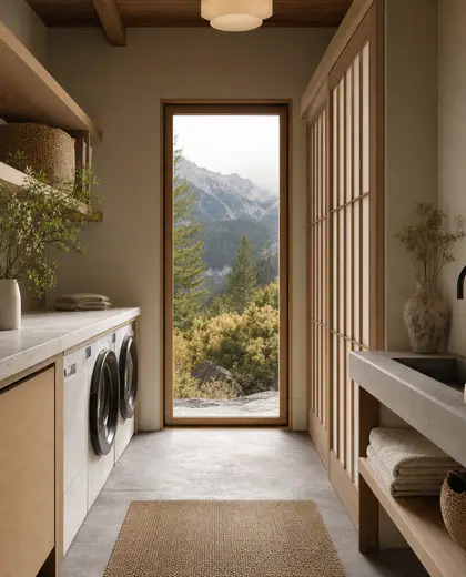 japandi salon — laundry room (mountain)