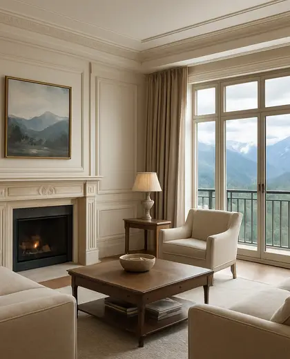 neoclassical apartment — living room (mountain)