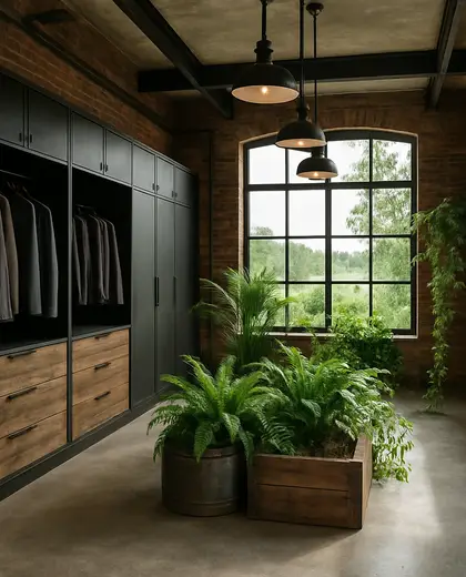 industrial indoor garden — dressing room (rural)