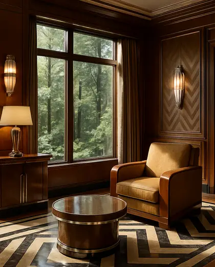 art deco house — room (forest)