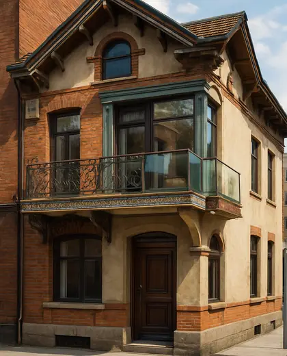 eclectic house — balcony (urban)