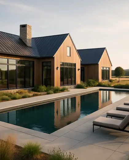 contemporary farmhouse — pool (rural)